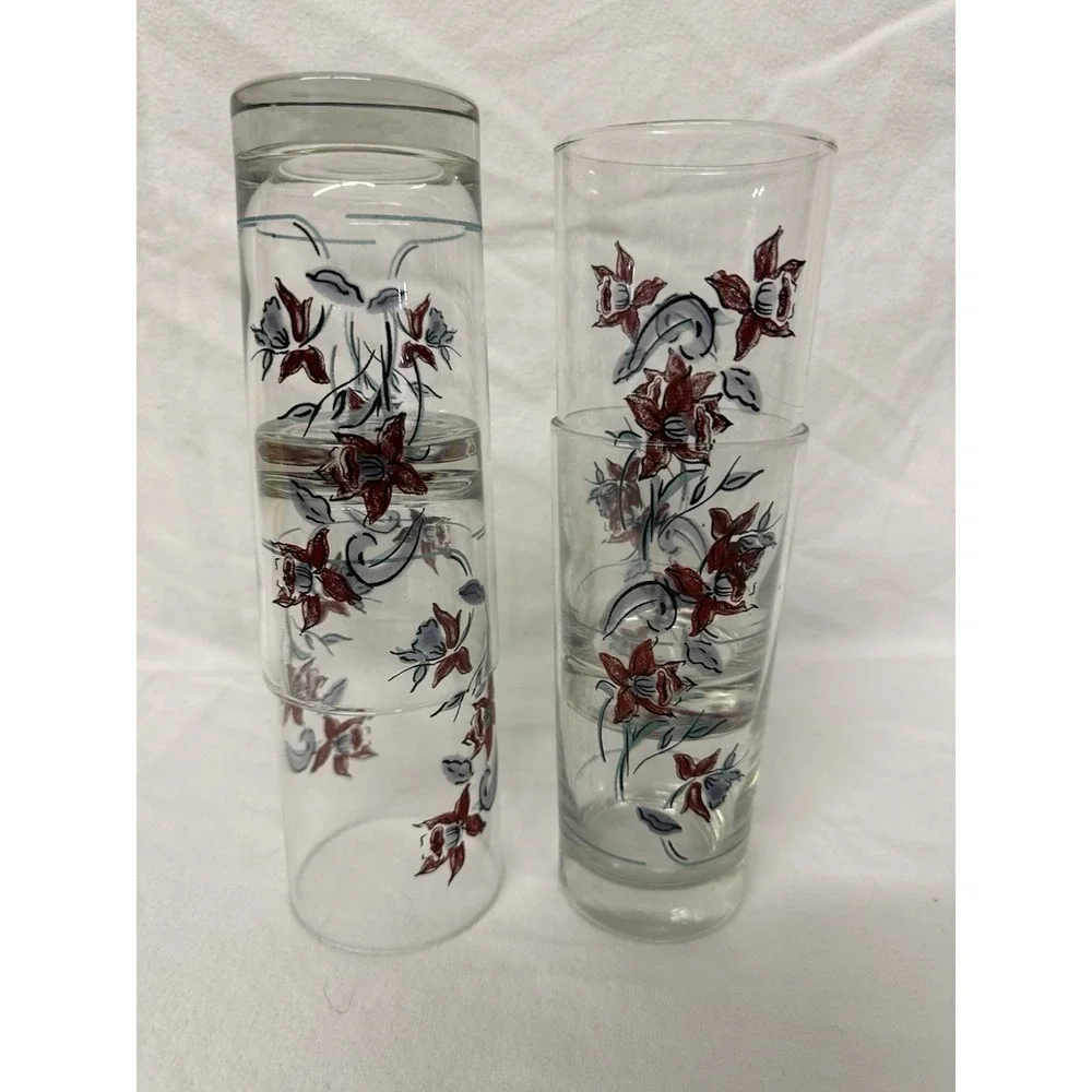 Red Daffodil Flower Glasses Tumblers 6.25